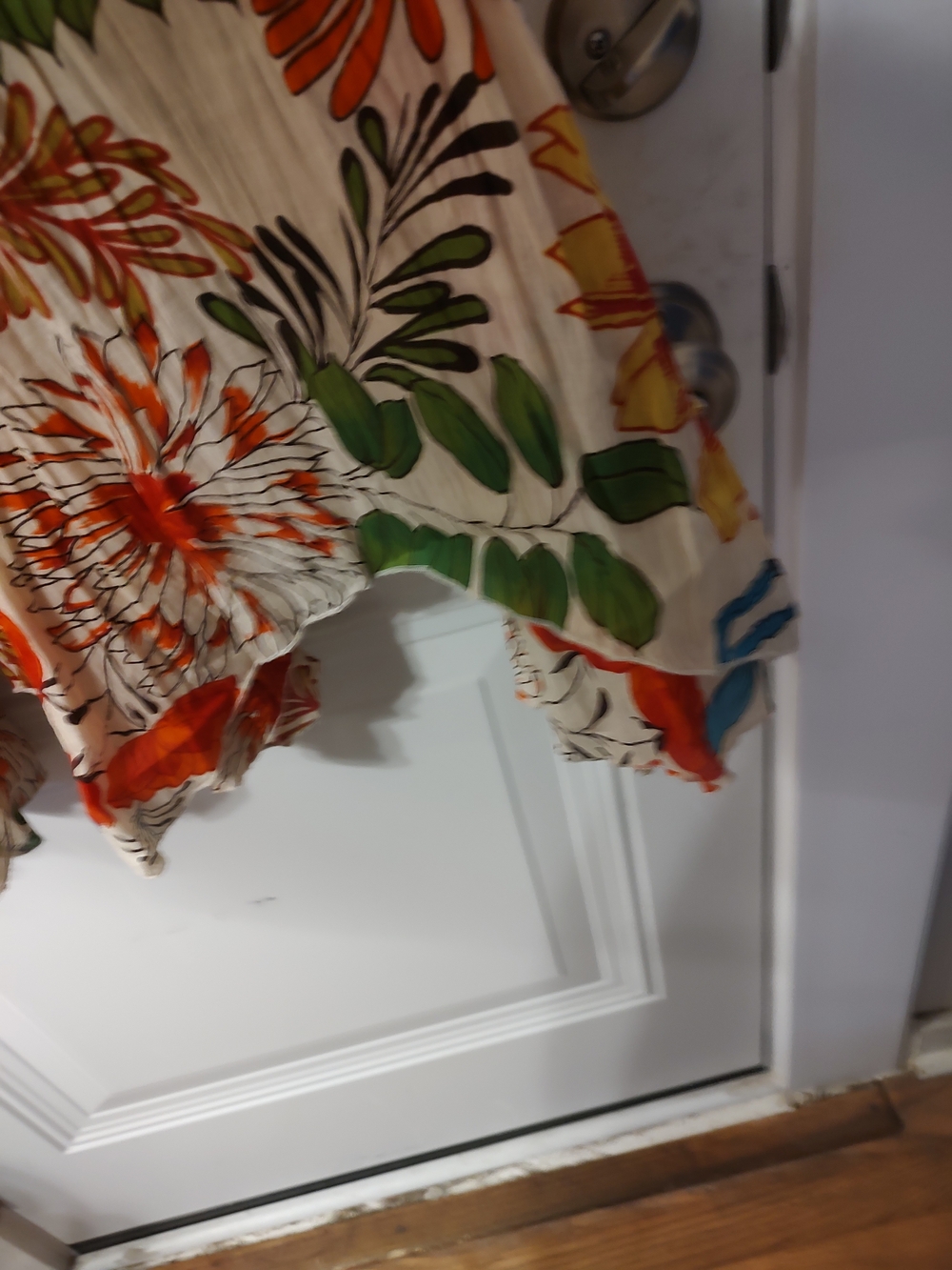 Women's Floral Tiered Maxi Skirt - Cream with Orange & Green Print - Picture 6 of 6